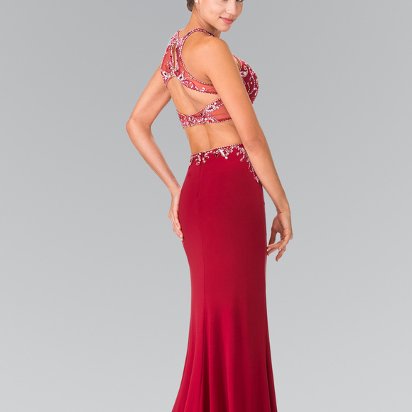 Beaded Two-Piece Dress with Cut-Out Back GL2277 - Picture 2 of 4